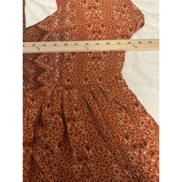 Free People Women's Sundown Babydoll Dress T Back Scoop Neck Lined Boho Orange L - Picture 12 of 15